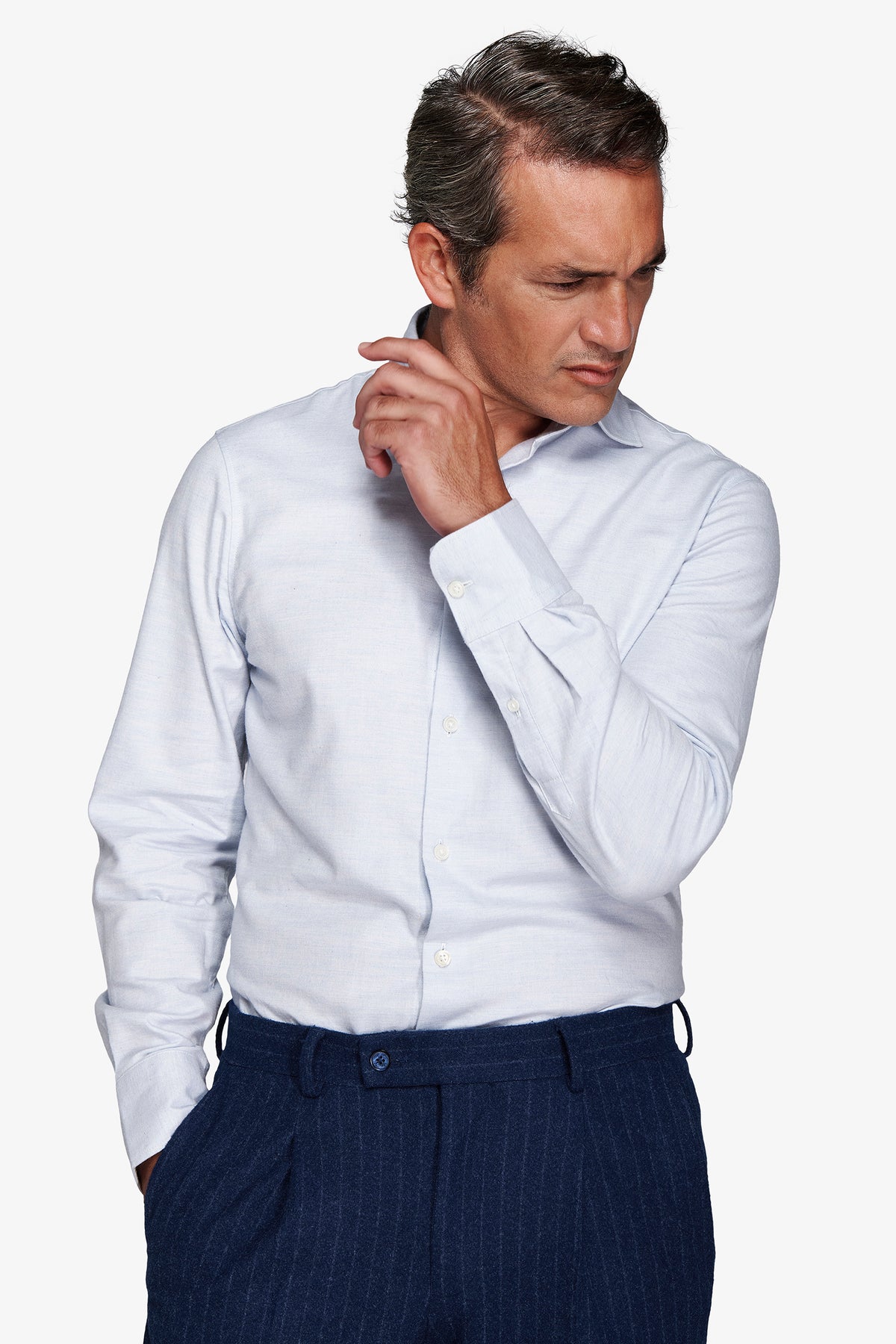 Camicia effetto flanella celeste