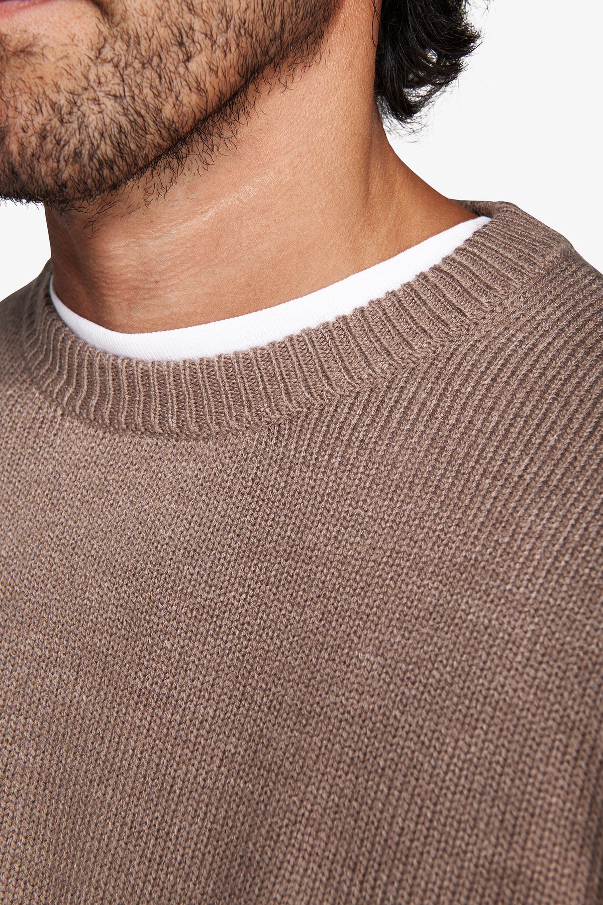 Maglia girocollo effetto lambswool tortora