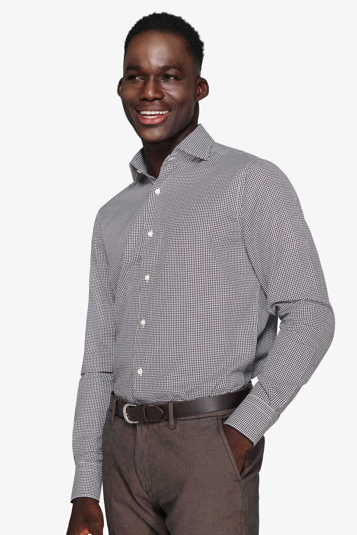 Camicia pied de poule marrone