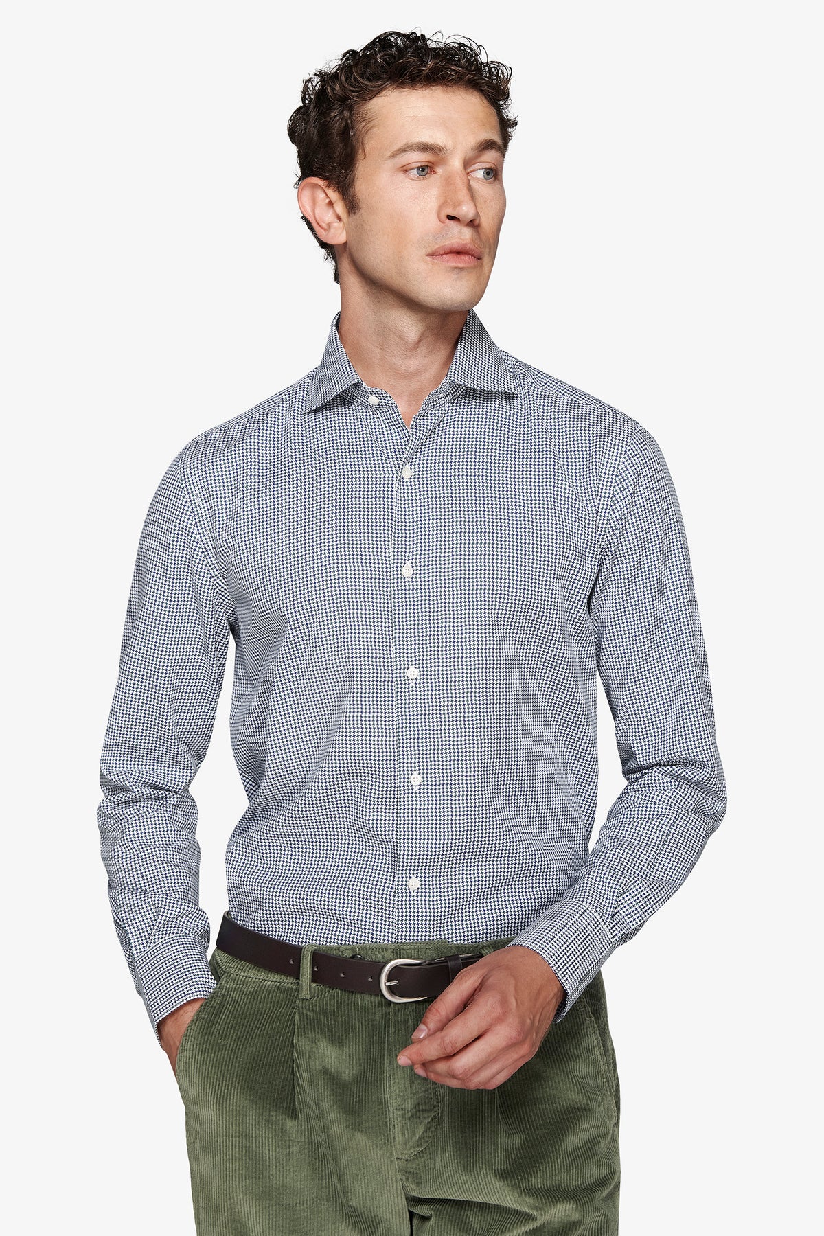 Camicia pied de poule verde