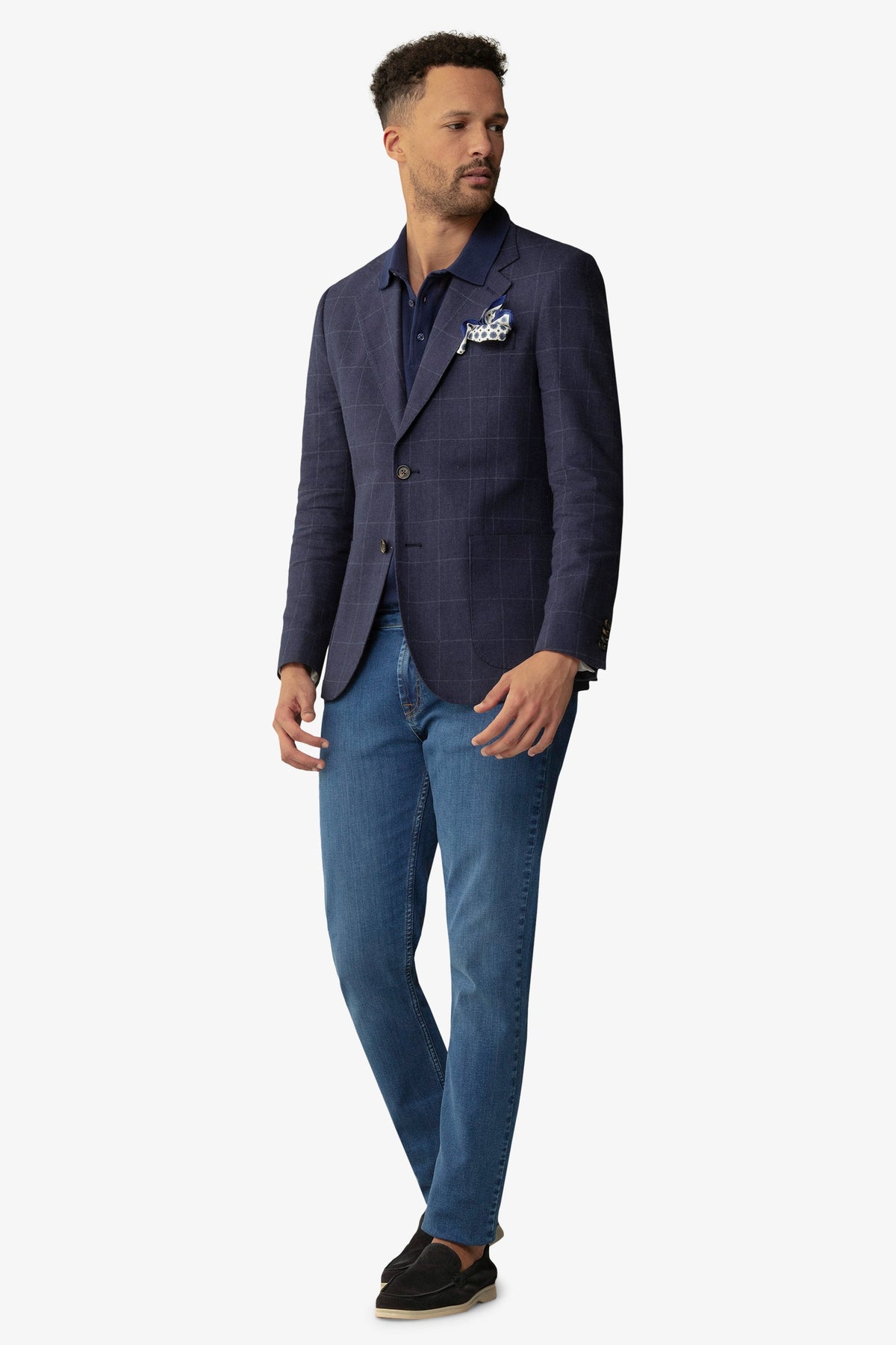 Giacca a quadri blu slim-Dan John