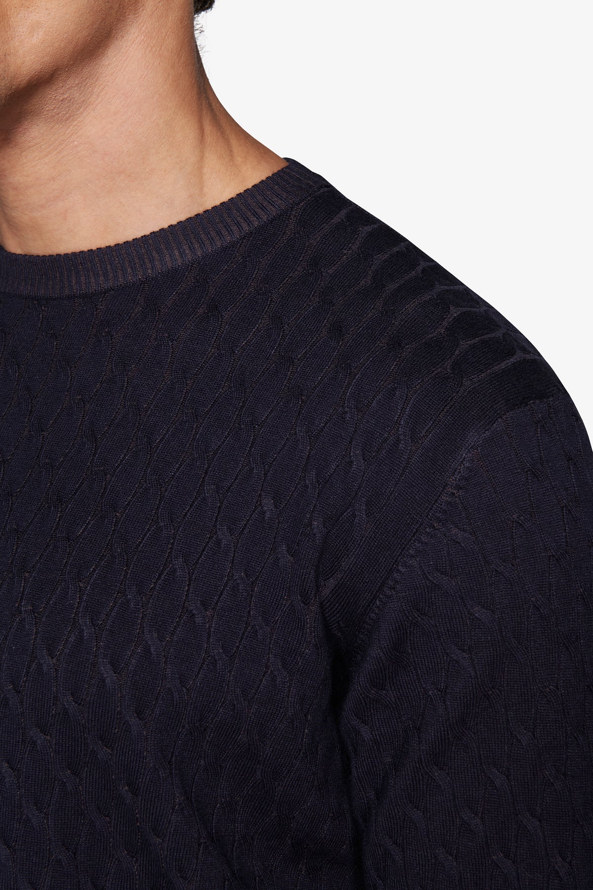 Maglia girocollo treccia blu