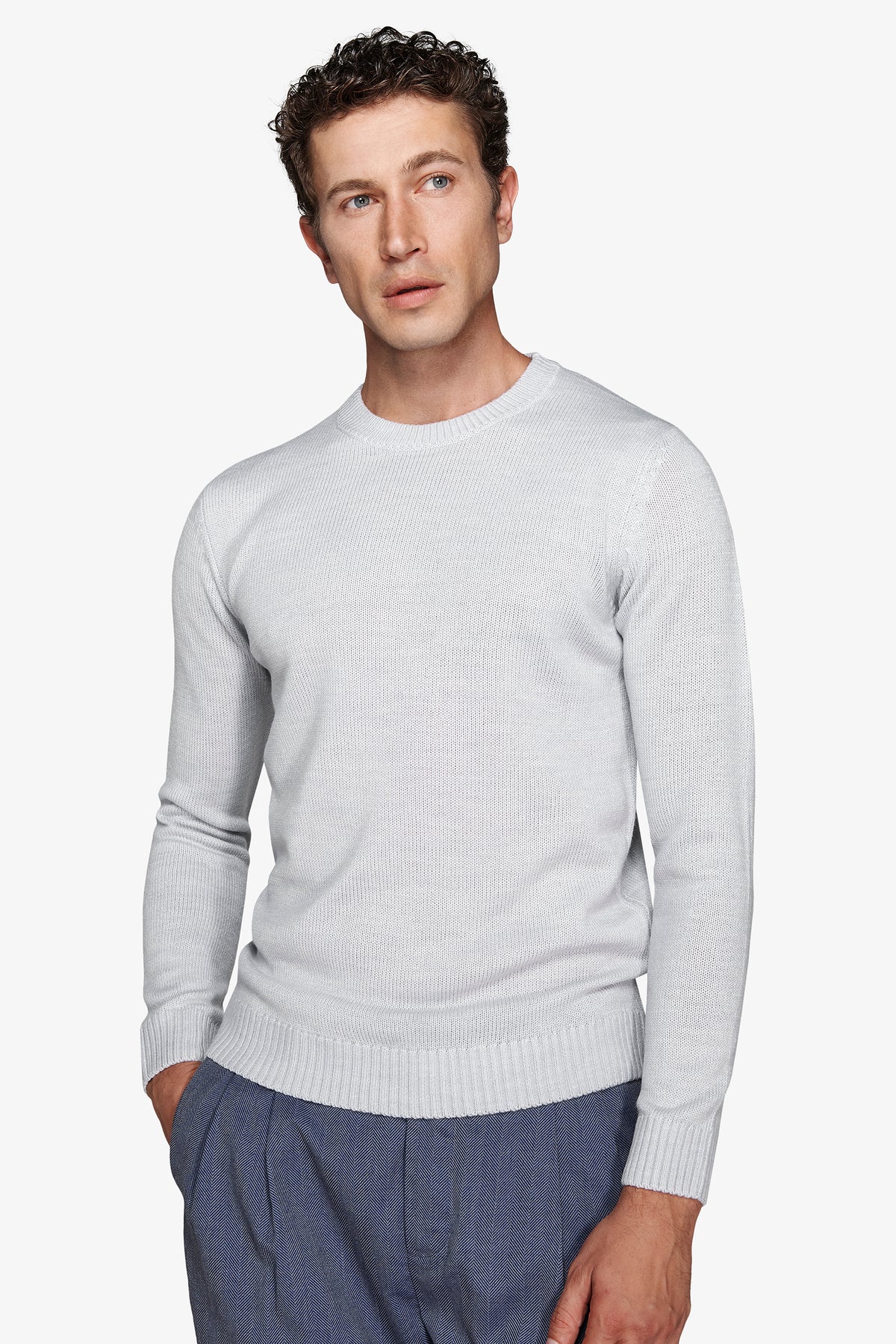 Maglia girocollo effetto lambswool celeste