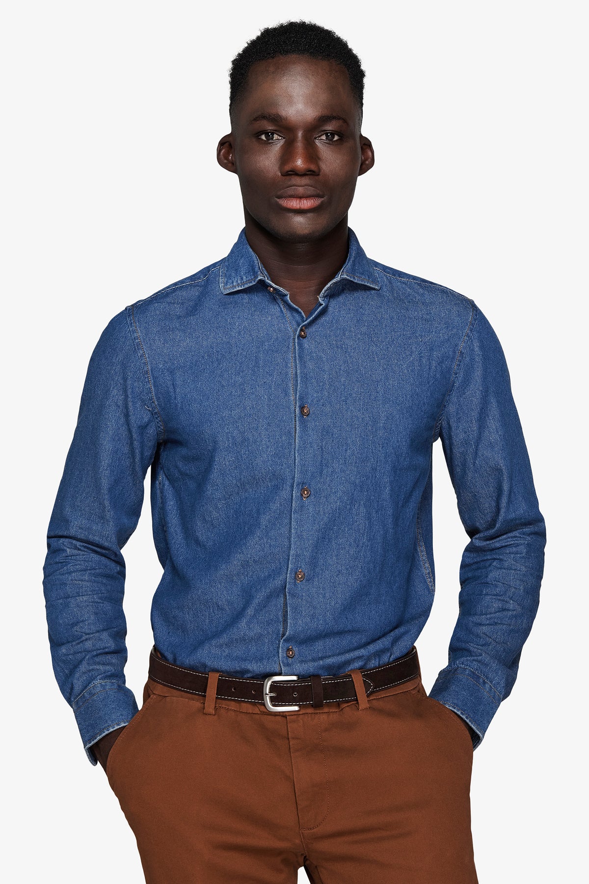Camicia denim lavaggio scuro chambray