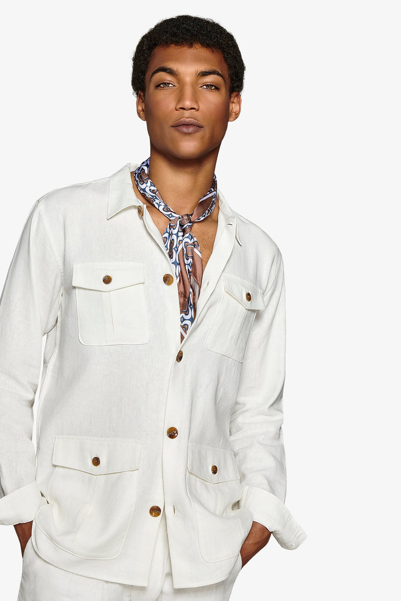 Giacca sahariana armaturata bianca-Dan John