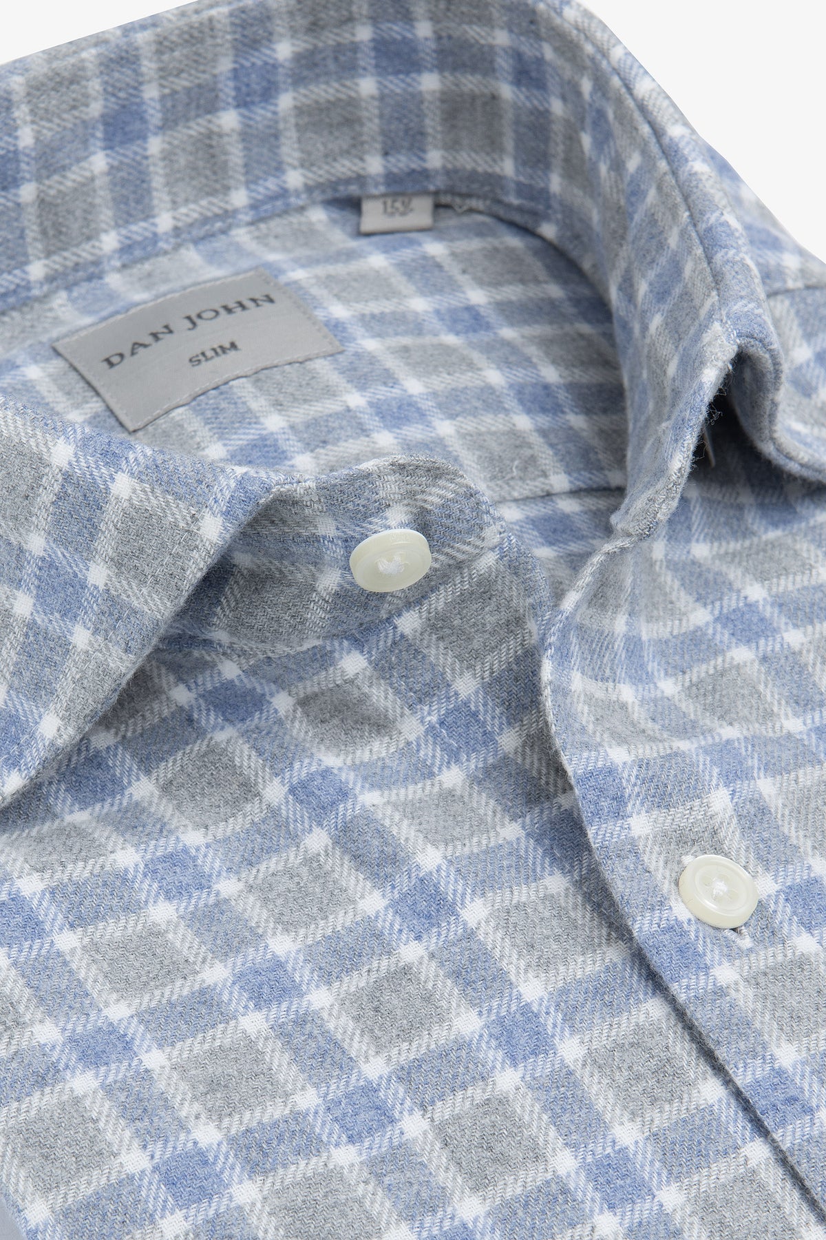 Camicia in flanella check bicolor celeste-Dan John